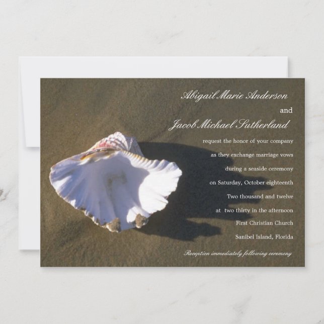 Invitaciones a la boda marrón de Sea Shell (Anverso)