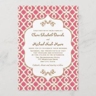 Invitaciones a la boda marroquí Hot PInk y Gold