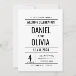 Invitaciones a la boda Minimalista moderna