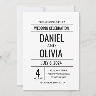Invitaciones a la boda Minimalista moderna