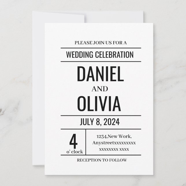 Invitaciones a la boda Minimalista moderna (Anverso)