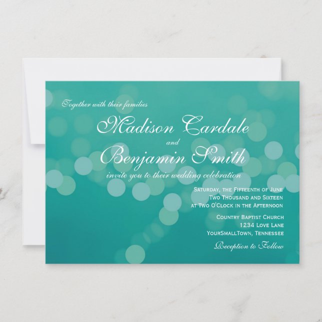 Invitaciones a la boda moderna Aqua Blue Green Bok (Anverso)
