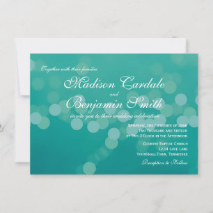 Invitaciones a la boda moderna Aqua Blue Green Bok