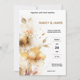 Invitaciones a la boda moderna blanca y de oro