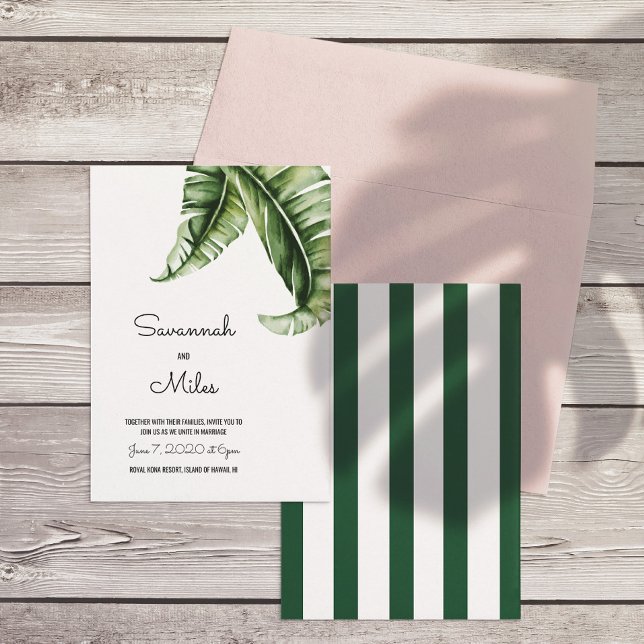 Invitaciones a la boda moderna de la hoja de pláta (Stripes can be any color! Add a colored envelope to complete the set.)