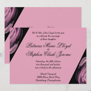 Invitaciones a la boda moderna en negro y rosa
