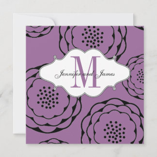 Invitaciones a la boda moderna Monograma púrpura