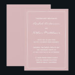Invitaciones a la boda moderna rosa y silvestre en<br><div class="desc">Invitación de boda contemporánea - CAMBIAR el color de fondo a cualquier color! Mostramos un hermoso Thistle French Pink pálido. ¡ELIMINARLOS o CAMBIAR el color del acento de rectángulos! CAMBIAR las fuentes, el texto, el color del texto. Utilice esta plantilla para diseñar sus propias invitaciones de boda únicas y piezas...</div>