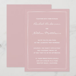 Invitaciones a la boda moderna rosa y silvestre en
