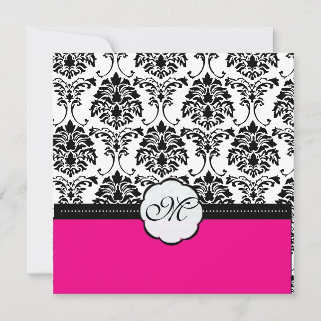 Invitaciones a la boda monográfica/negra/rosada ca (Anverso)