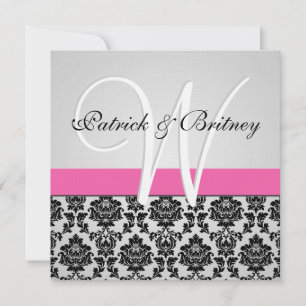 Invitaciones a la boda monograma rosado y plateado