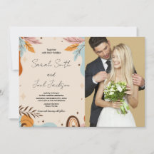 Invitaciones a la boda Naranja pekinesa con foto