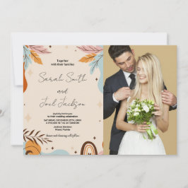 Invitaciones a la boda Naranja pekinesa con foto