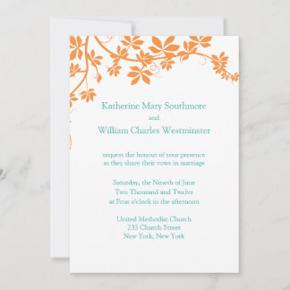 Invitaciones A La Boda naranja Y Turquesa