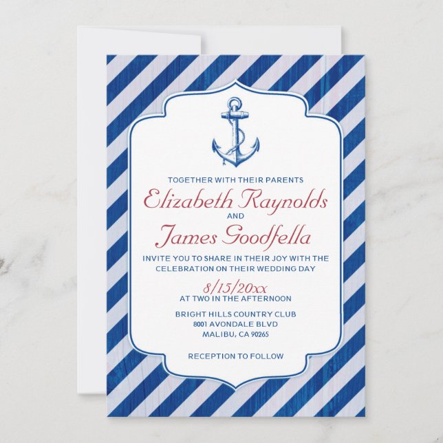 Invitaciones a la boda náutica (Anverso)