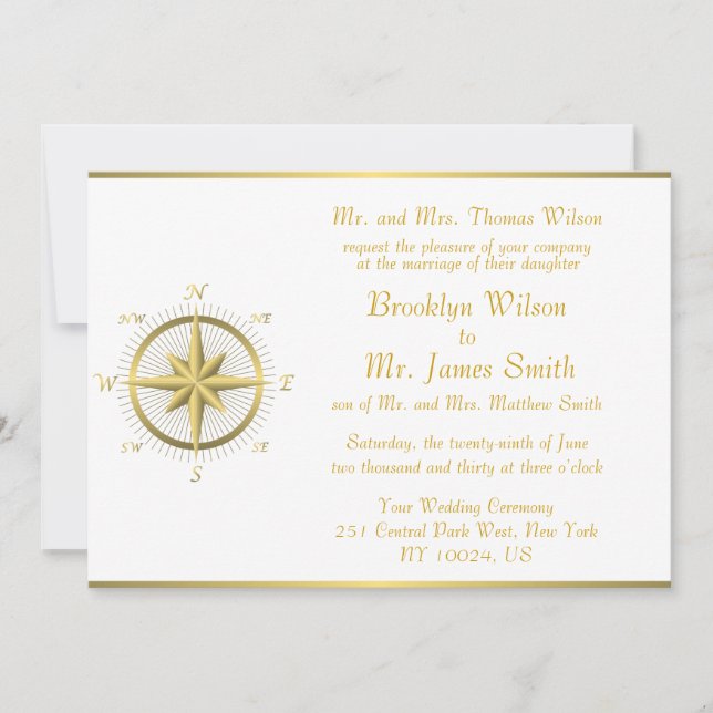 Invitaciones a la boda náutica blanca (Anverso)