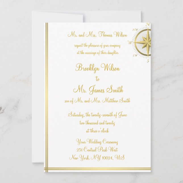 Invitaciones a la boda náutica blanca (Anverso)