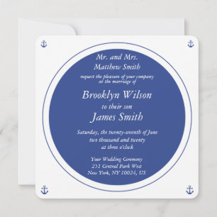 Invitaciones A La Boda Náutica Blanca Y Azul