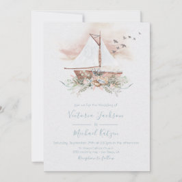 Invitaciones a la boda náutica en barco de vela