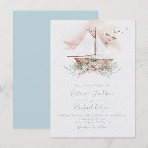 Invitaciones a la boda náutica en barco de vela