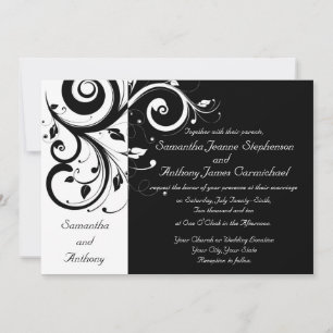 Invitaciones a la Boda Negra + Blanca Inversa