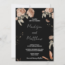 Invitaciones a la boda negra de las flores marrone