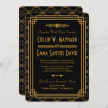 Invitaciones a la boda negra en Art Deco