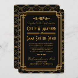 Invitaciones a la boda negra en Art Deco