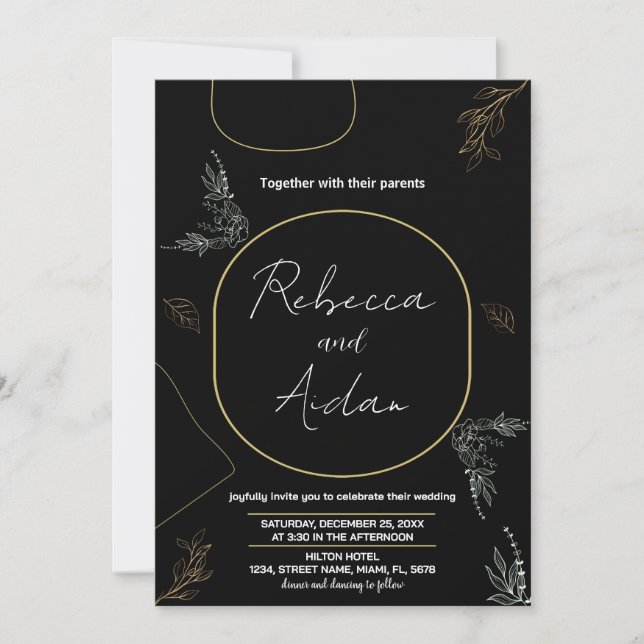 Invitaciones a la boda negra oscura (Anverso)