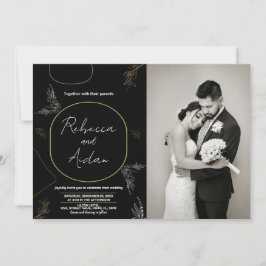 Invitaciones a la boda negra oscura con foto