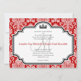 Invitaciones a la Boda Negra Roja de Damasco Blanc
