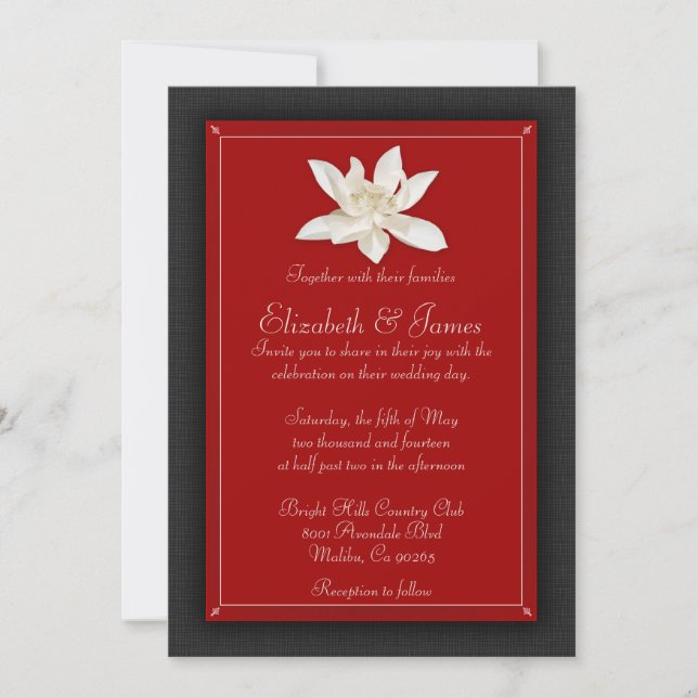 Invitaciones A La Boda Negra Y Roja (Anverso)