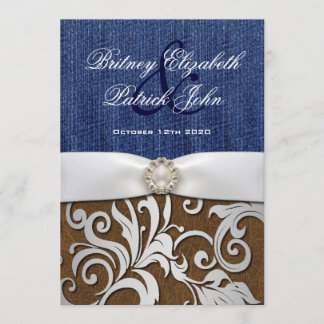 Invitaciones a la boda occidental de Cuero y Denim