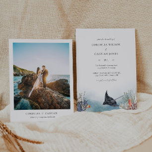 Invitaciones a la boda oceánica bajo la acuarela d