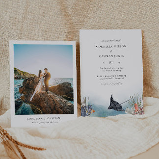 Invitaciones a la boda oceánica bajo la acuarela d