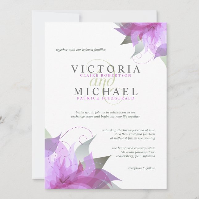 Invitaciones a la boda Orquídea Púrpura (Anverso)