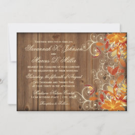Invitaciones a la boda otoñal de la madera floral 