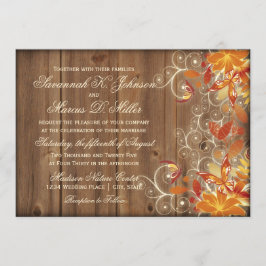 Invitaciones a la boda otoñal de la madera floral 