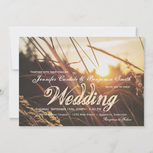 Invitaciones a la boda otoño/otoño del atardecer d (Anverso)