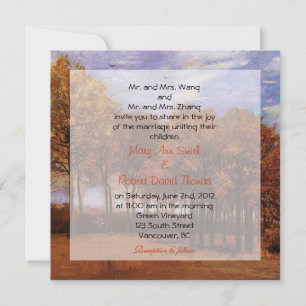 Invitaciones a la boda. Paisaje otoñal