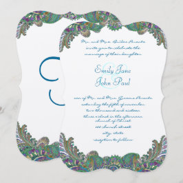 Invitaciones a la boda Paisley Peacock Colours