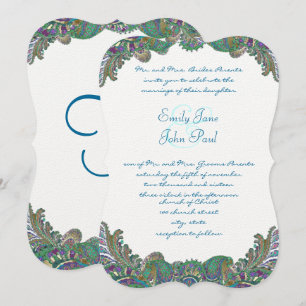 Invitaciones a la boda Paisley Peacock Colours