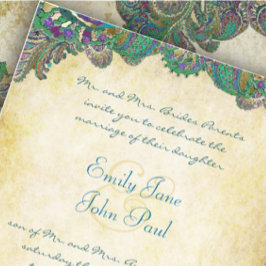 Invitaciones a la boda Paisley Peacock Colours
