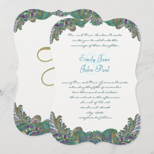 Invitaciones a la boda Paisley Peacock Colours
