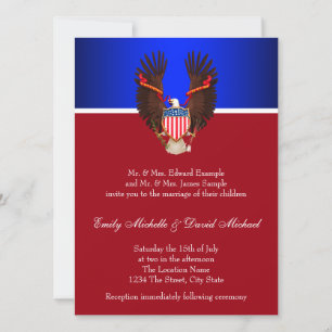 Invitaciones a la boda patriótica roja, blanca y a