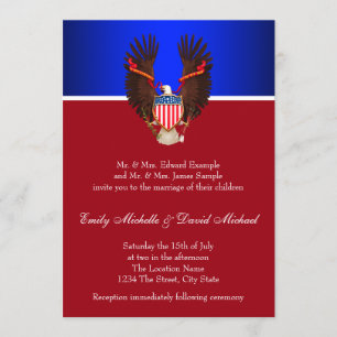 Invitaciones a la boda patriótica roja, blanca y a