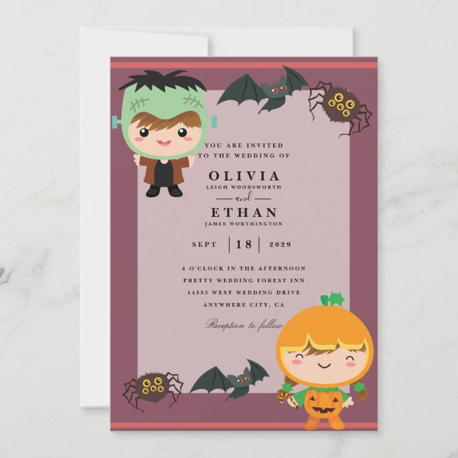 Invitaciones a la boda personalizado de halloween (Anverso)