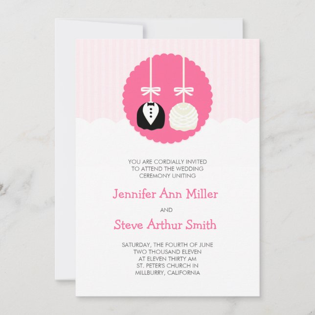 Invitaciones a la boda pop de pastel de Rosa (Anverso)