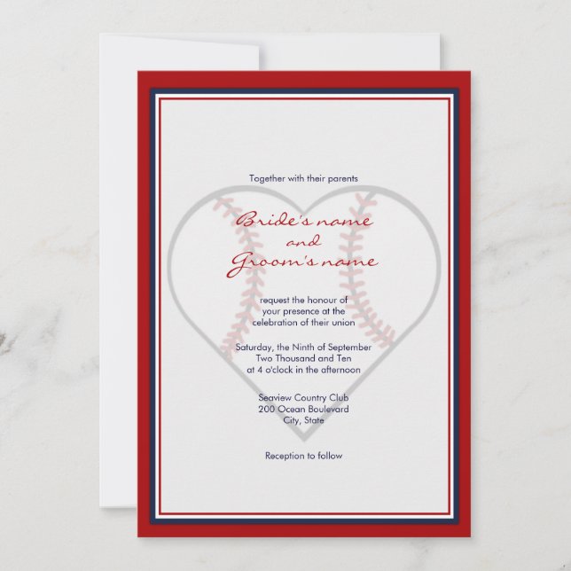 Invitaciones a la boda por el tema del béisbol (Anverso)