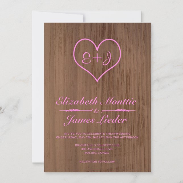 Invitaciones a la boda por países rosas y marrones (Anverso)